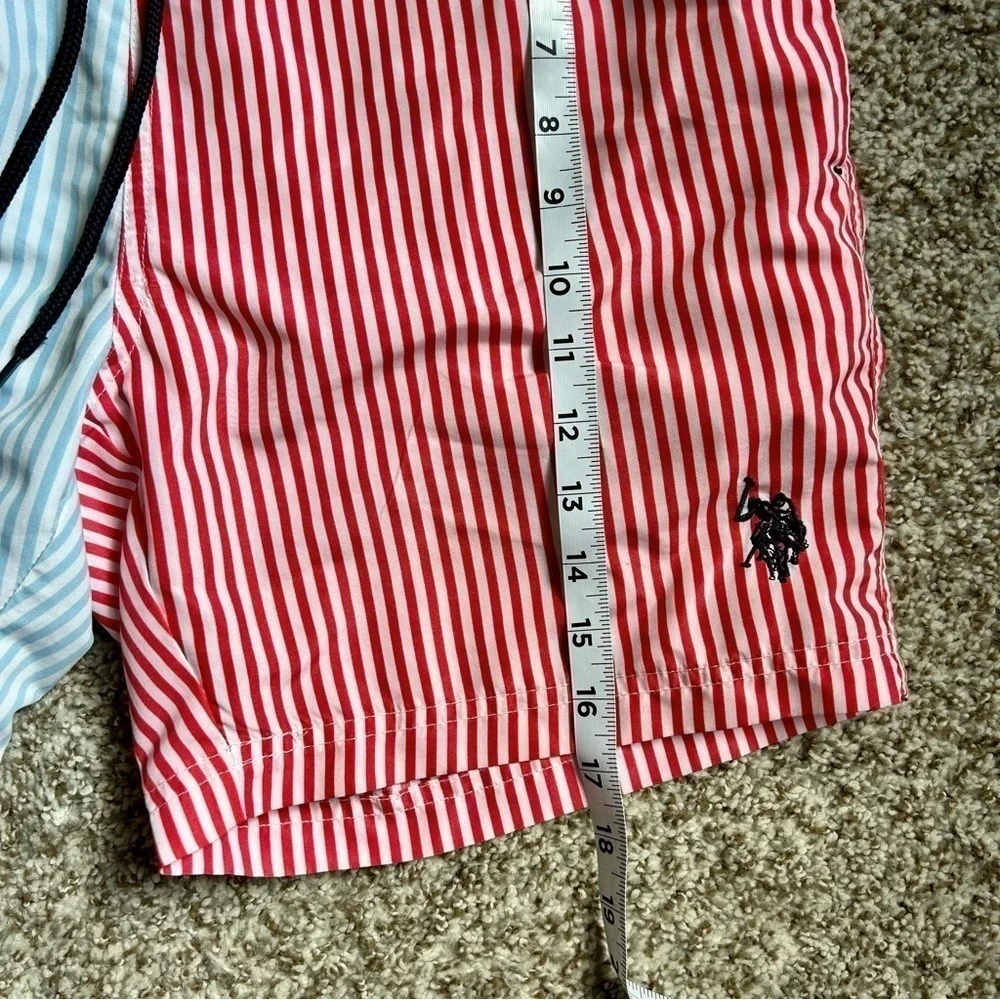 🦋 U.S. Polo Assn. Colorful Vertical Stripe Pocket Swim Shorts Trunks Medium